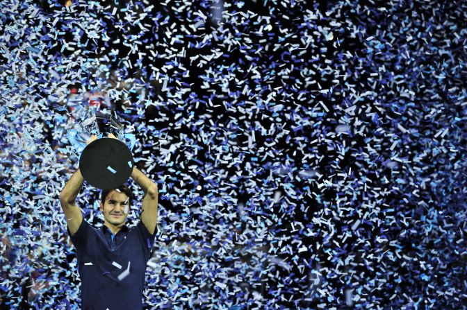 As the season draws to a close, Federer will be looking to defend his ATP Tour Finals title he won in 2011 (pictured). The six-time winner is already the oldest champion in the tournament's history. He's a class apart, Reyes says. "Roger is a perfect athlete -- his movement, his game, his mental, his physical. There's Roger and then there's everyone else." 