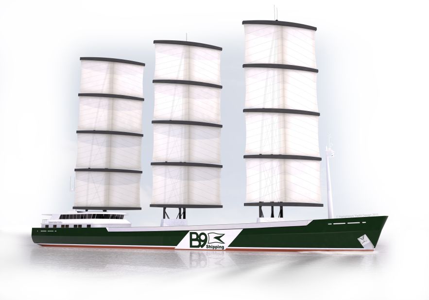 British wind power company B9 recently tested a model of its 100-meter, 3,000-ton carbon-neutral freighter. The ship would use 60% wind power, relying on three computer-operated masts rising 55-meters. 
