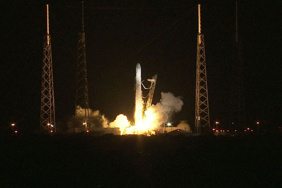 The SpaceX rocket lifts off Sunday, October 7, marking the first commercial flight to the International Space Station. It was the first of a dozen NASA-contracted flights to resupply the station.