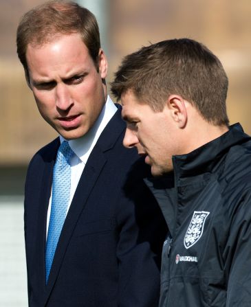 William deep in conversation with Liverpool and England captain Steven Gerrard.