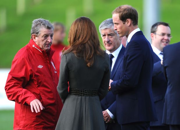 William and Kate spoke with England manager Roy Hodgson ahead of his team's 2014 World Cup qualifiers against San Marino and Poland.
