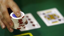 Gambling chips at a gaming table in Macau, 12 June 2007.