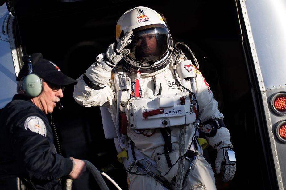 Skydiver Felix Baumgartner undertook a record-breaking free-fall jump from the edge of space.