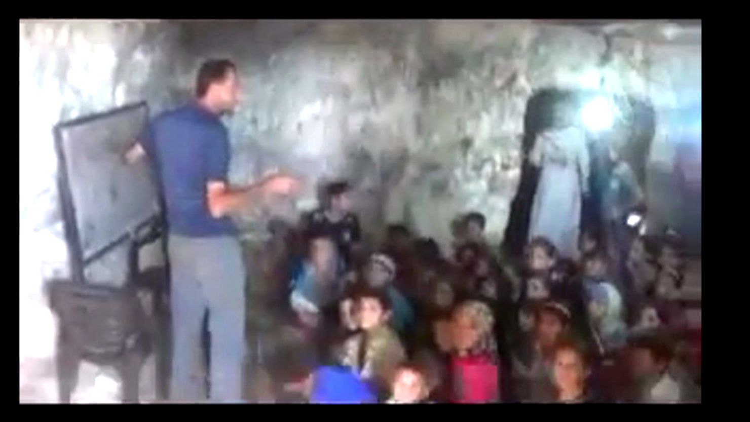 A recently posted YouTube video shows a group of Syrian children -- first- through fourth-graders -- learning in a cave.