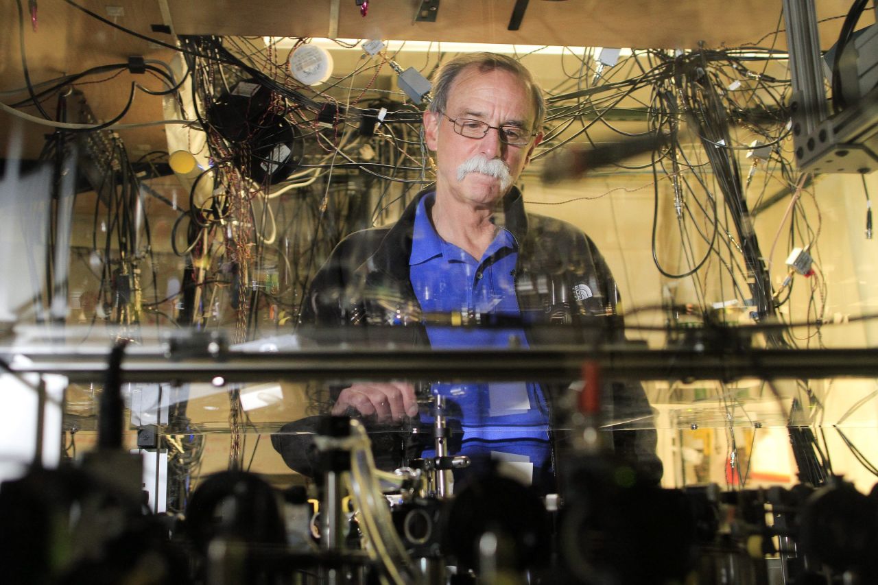 David Wineland, winner of the 2012 Nobel Prize in physics, gives a tour Tuesday of the National Institute of Standards and Technology in Boulder, Colorado, where he works in the physics department.
