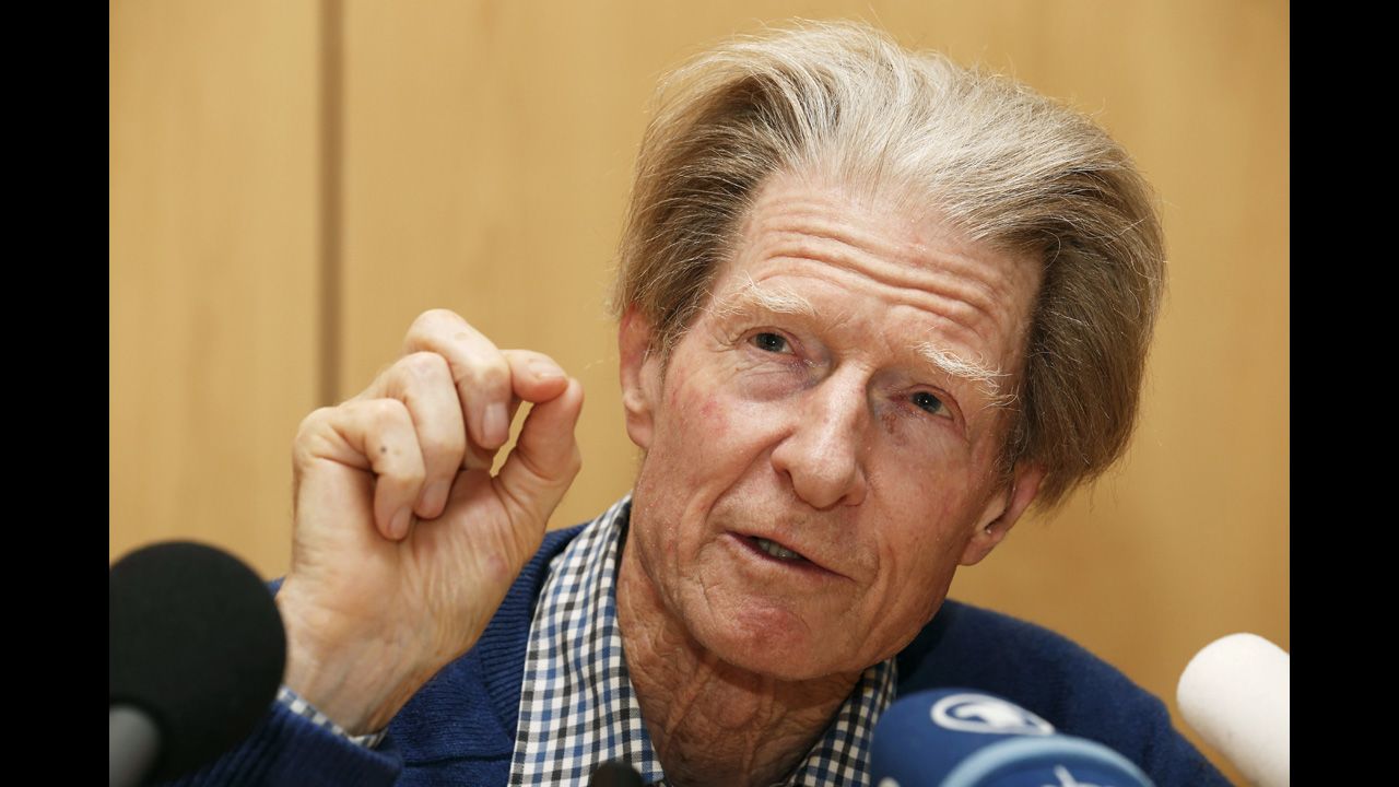 Sir John Gurdon speaks Monday at a press conference after being awarded the Nobel Prize in medicine.