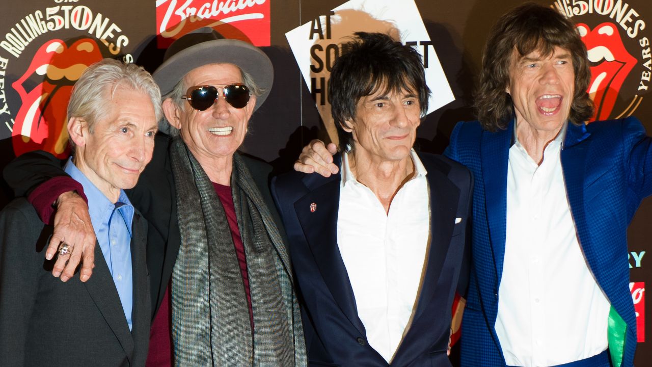 Charlie Watts, Keith Richards, Ronnie Wood and Mick Jagger celebrate the launch of "Rolling Stones 50" in London in July.