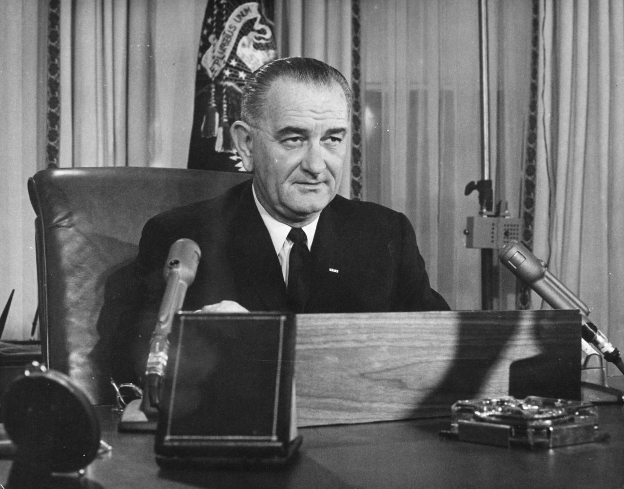 Long before serving as the 36th president, Lyndon Johnson defeated Gov. Coke Stevenson in the Texas Democratic primary runoff for Senate in 1948 by 87 votes. Many charged that Johnson stole the office through ballot fraud. Pictured, Johnson addresses the nation in 1963.