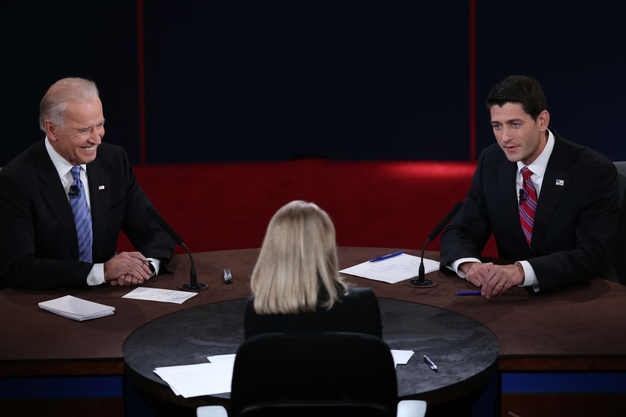 Vice President Biden, left, and Republican vice presidential candidate Ryan, right, participate in the debate.