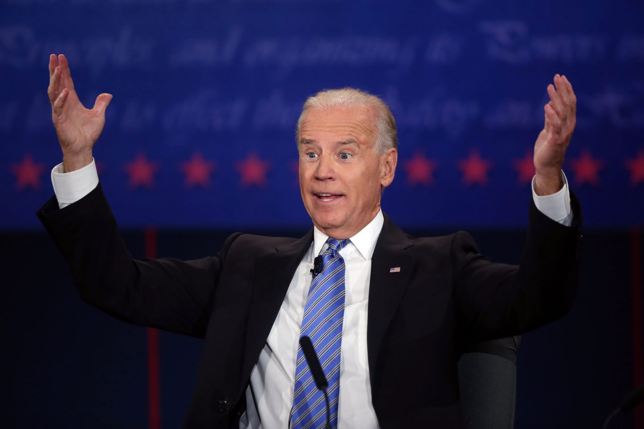 Vice President Biden reacts during the debate.