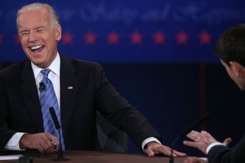 Vice President Joe Biden shifted from laughter to sternness while debating U.S. Rep. Paul Ryan Thursday night, much to the delight of followers on Twitter and social media. <a href="http://www.cnn.com/2012/10/11/politics/gallery/vp-debate/index.html">See highlights from the debate</a>.