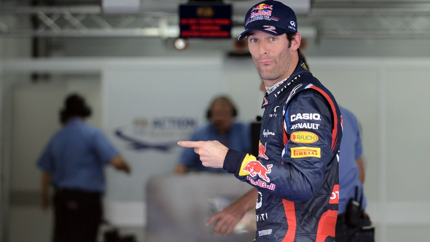 Mark Webber will start the Korean Grand Prix from pole after edging out teammate Sebastian Vettel in Saturday's qualifying.