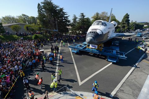 Endeavour makes a turn at an intersection.