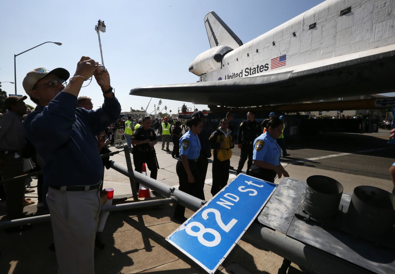 Endeavour passes a downed road sign.