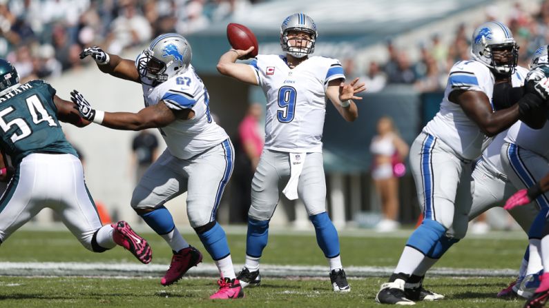 Detroit Lions quarterback Matthew Stafford throws a pass against the Philadelphia Eagles.