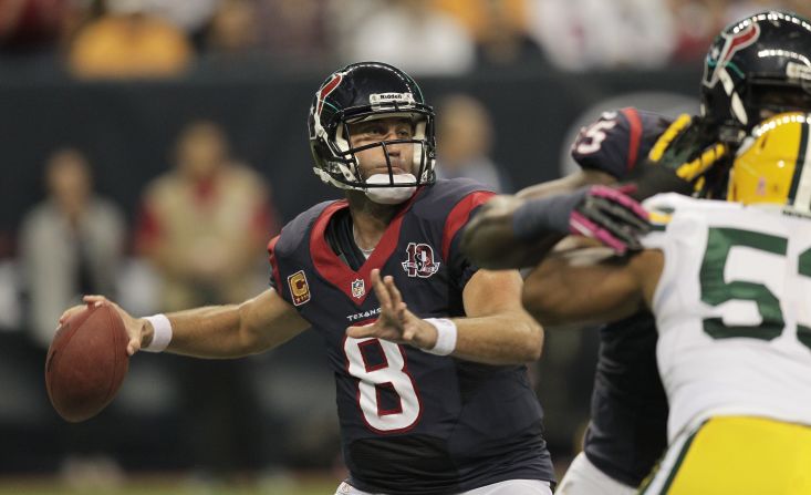 Texans quarterback Matt Schaub looks for an open receiver Sunday against the Packers.