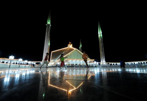 But today, Alam says, Obama has disappointed, and Pakistan remains politically corrupt and without hope. Here, Pakistani children play outside the grand Faisal Mosque in Islamabad.