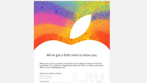 Apple sent this invite to members of the media Tuesday. The graphics offer few clues as to what the company may announce.