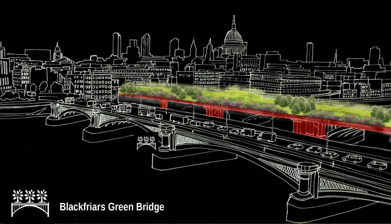 Terra Studio's idea is to create four green infrastructure schemes including a "green bridge" on London's Blackfriars Bridge. 