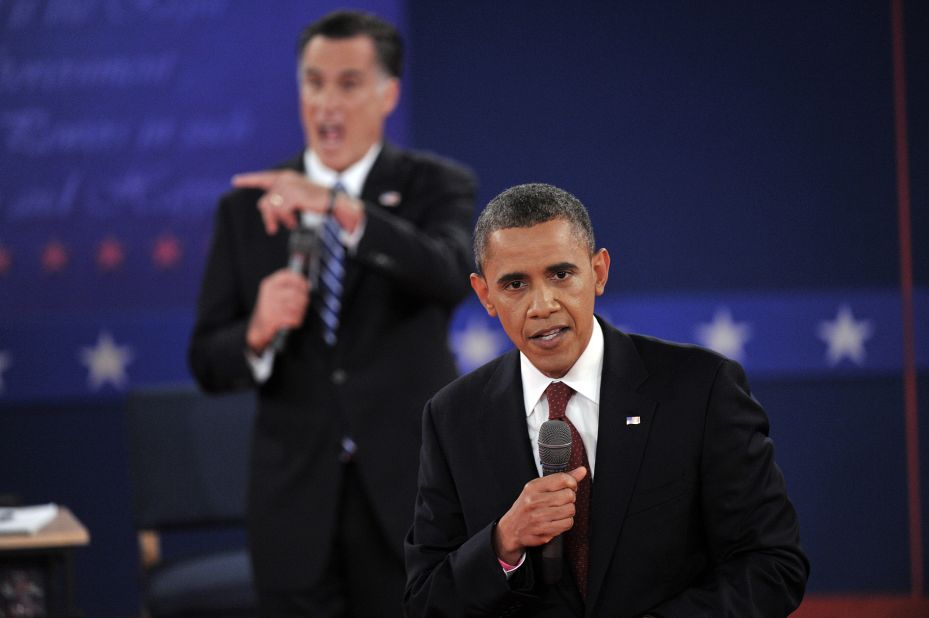 Romney and President Obama interrupt each other during the debate.