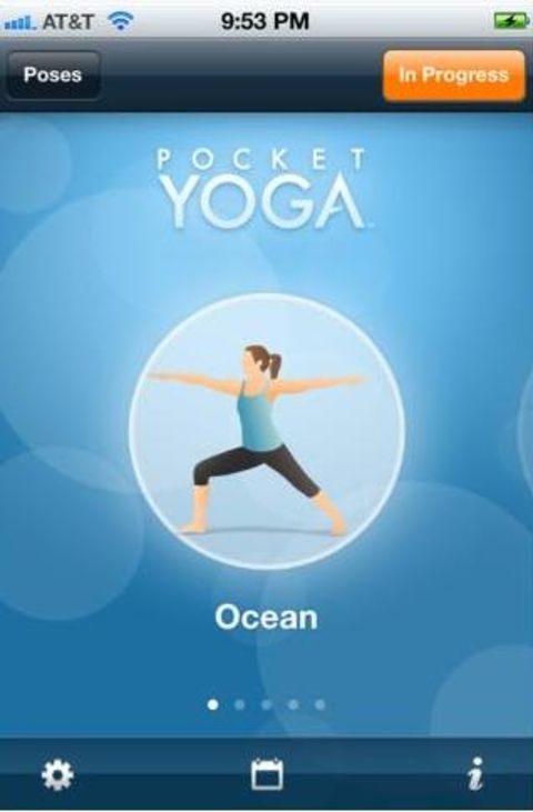 <a href="http://pocket-sports.com" target="_blank" target="_blank">Pocket Yoga</a>: ($2.99, pocket-sports.com) A mobile guide to yoga, Pocket Yoga is customizable according to three different practices, difficulties and durations, all created by Gaia Flow Yoga. Pose instructions come complete with voiceover, and users can swap out the default music for their own libraries. (iPhone, iPod Touch, iPad)