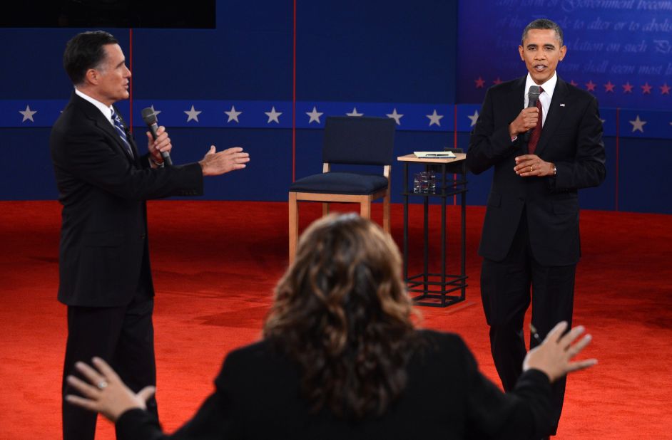CNN's Candy Crowley moderates the second presidential debate between President Obama and Republican presidential candidate Mitt Romney.