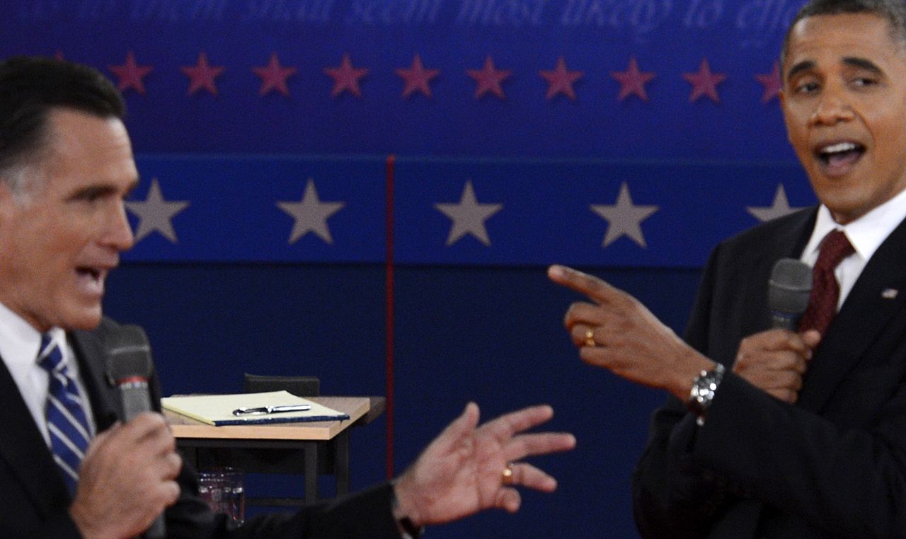 President Obama and Romney clash during the debate.