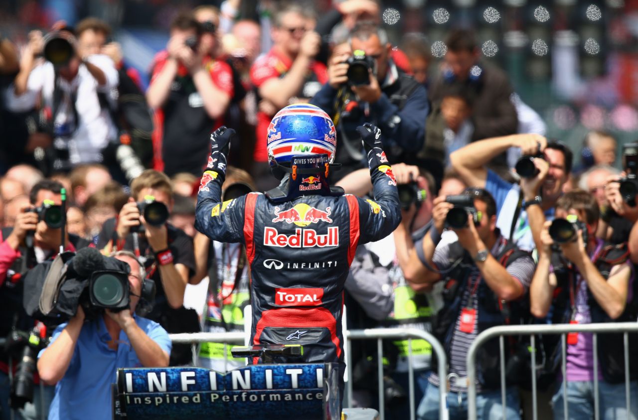 Two days after his second win of the season at Silverstone in the British Grand Prix, Webber penned a new deal with Red Bull Racing, extending his contract with the team to the end of the 2013 season.