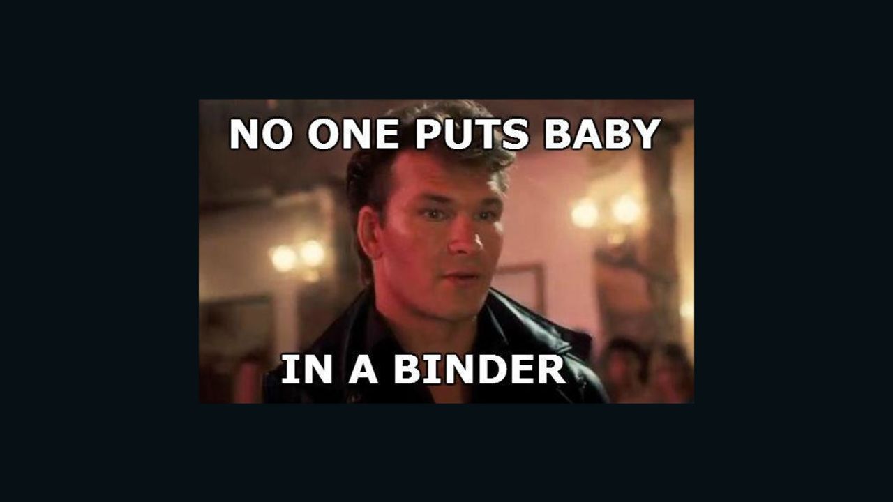 Web comics put a new spin on a classic line from "Dirty Dancing" in one of many parodies of Mitt Romney's "binders" quote.