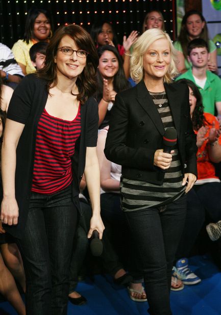 Fey and Poehler stop by MTV's "Total Request Live" in April 2008.