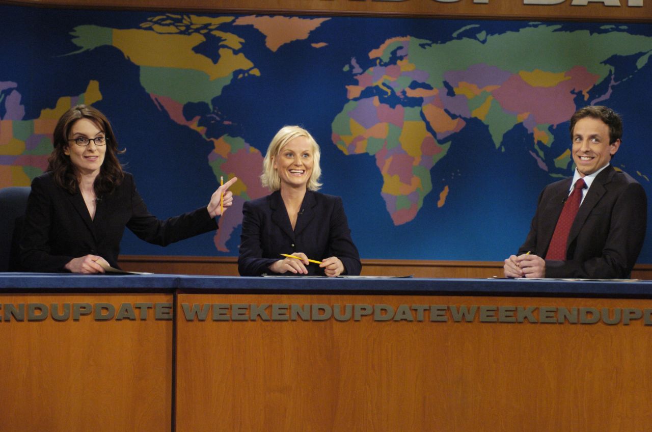 Fey and Poehler co-anchored the "Weekend Update" segment of "Saturday Night Live" until 2006, when Fey left to focus on her NBC sitcom "30 Rock." Fey and Poehler were reunited, along with Poehler's new "Weekend Update" co-host Seth Meyers, when Fey hosted "SNL" in February 2008.