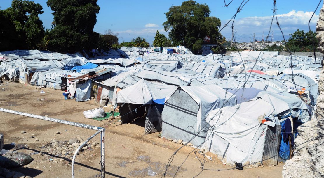 One of the temporary displacement camps set up in Haiti after the earthquake, pictured 2012.