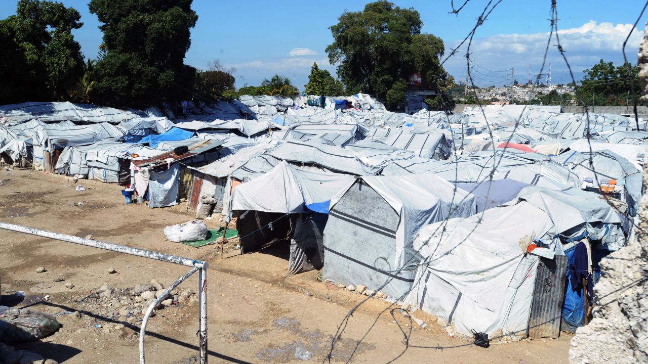 One of the temporary displacement camps set up in Haiti after the earthquake, pictured 2012.
