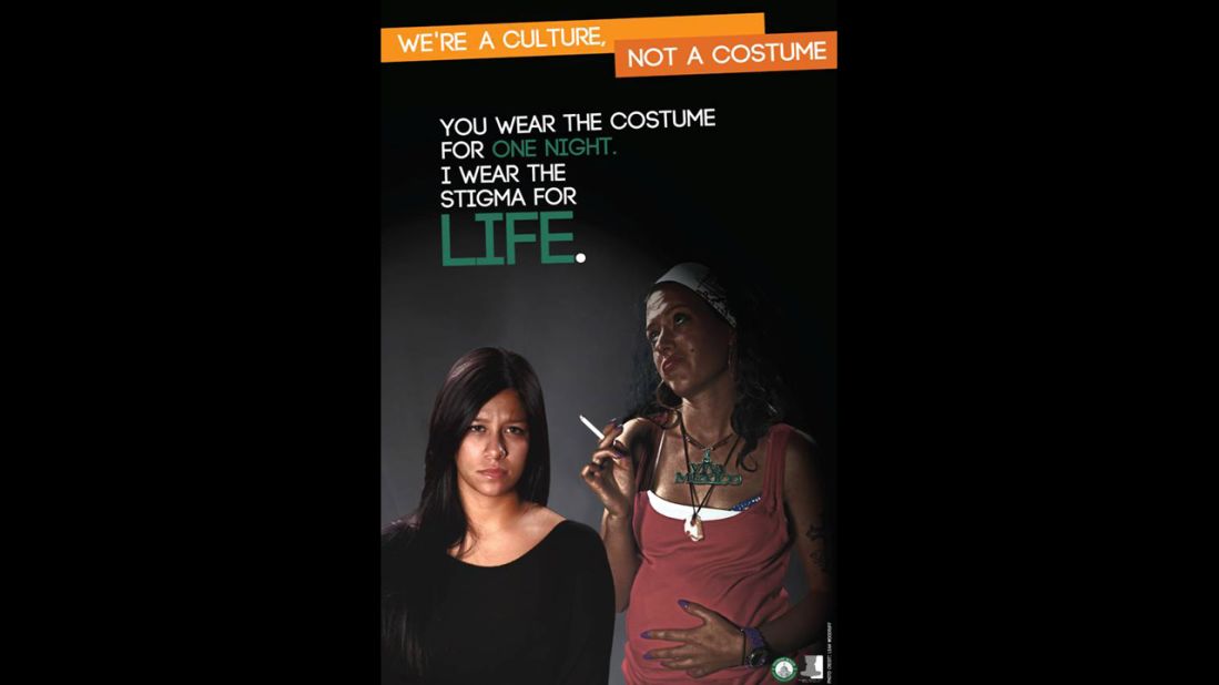 Ohio University students Taylor See and Leah Woodruff created the images for the campaign, which aims to foster dialogue about the effects of appropriating racial stereotypes as Halloween costumes.