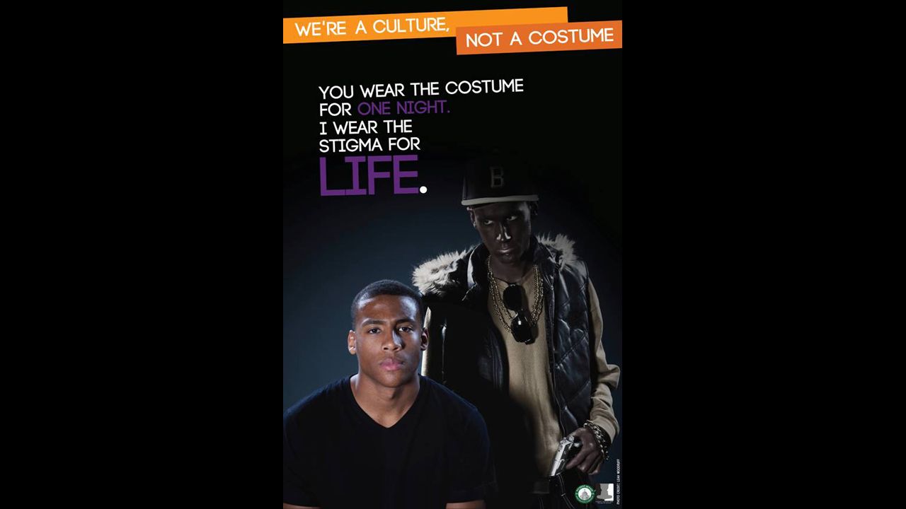 Ohio University students Taylor See and Leah Woodruff created the images for the campaign, which aims to foster dialogue about the effects  of appropriating racial stereotypes as Halloween costumes.