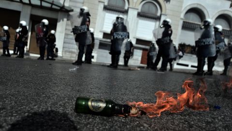 Greece protest molotov