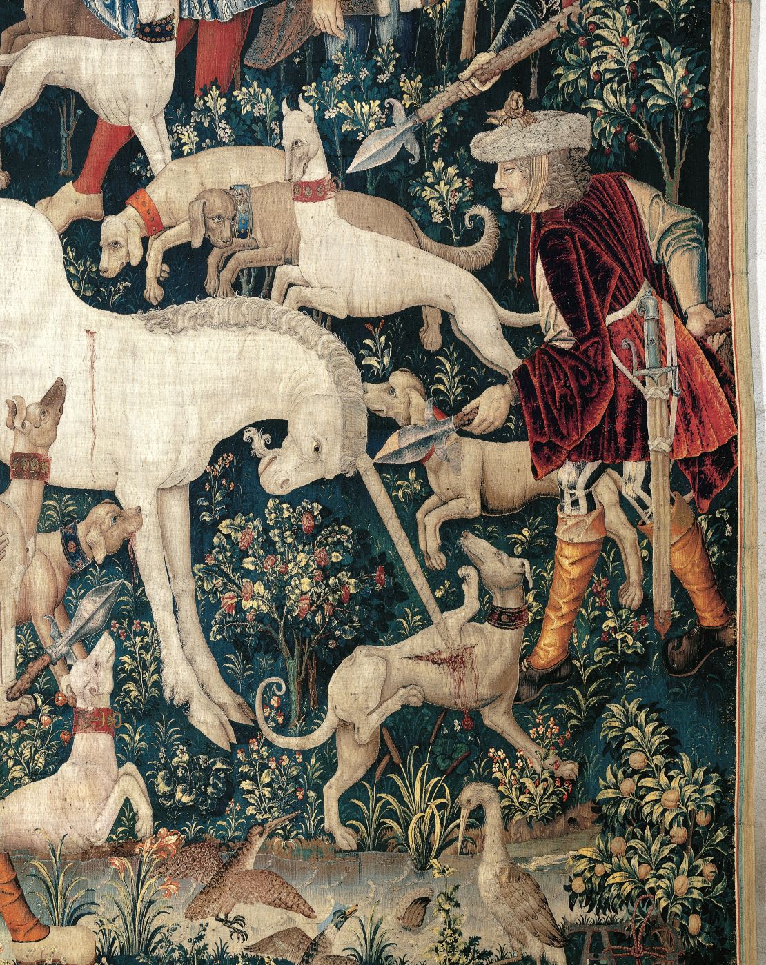 "The Unicorn Defends Itself," a tapestry dating from 1495-1505 in the collection of the Metropolitan Museum of Art. 
