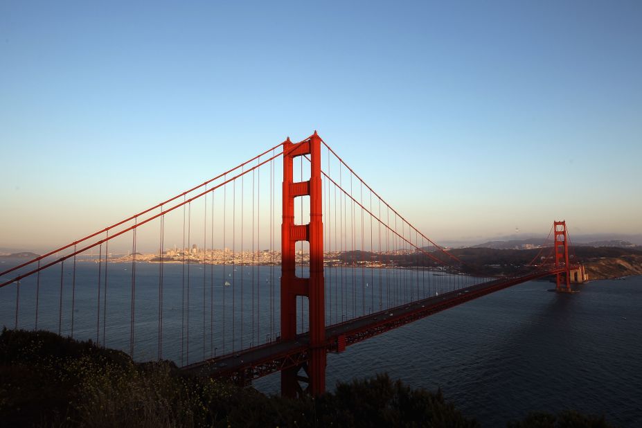A stop by the Golden Gate Bridge, named not for its rusty orange hue but after the Golden Gate Strait at the entrance to the San Francisco Bay, is a must for dramatic travel photos. The 1.7 mile steel suspension bridge, one of the modern Wonders of the World, opened to traffic on May 27, 1937.
