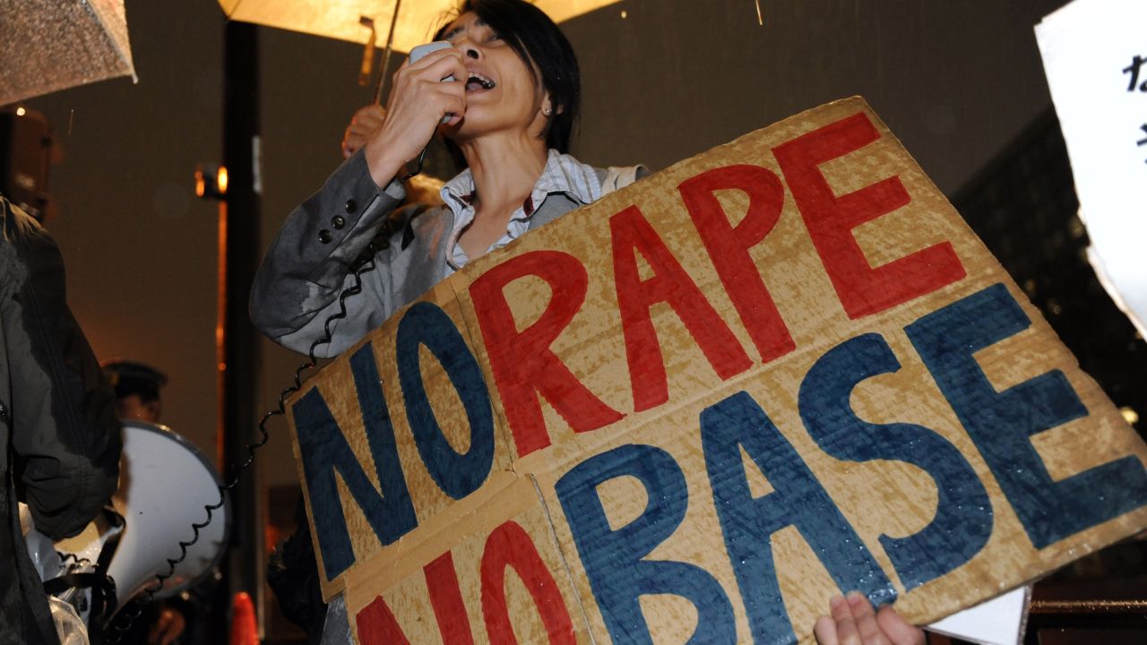 Civic groups protest the alleged rape.
