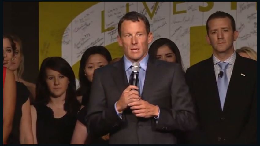 Lance Armstrong speaks at 15: An Evening with LiveStrong, celebrating the 15th anniversary of the organization he founded, on Friday, October 19, 2012, in Austin, Texas.