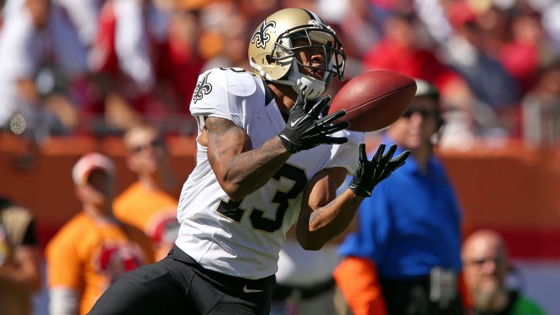 Wide receiver Joe Morgan of the New Orleans Saints makes a catch during a game against the Tampa Bay Buccaneers on Sunday at Raymond Jones Stadium in Tampa.