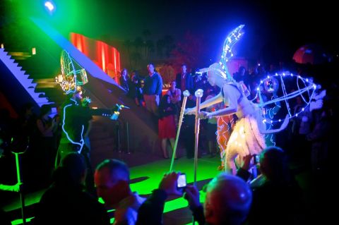 Artists, engineers, scientists, storytellers and designers will build, draw, write and rethink the future of the human species in years to come, the CSI hopes. Here, a futuristic dance troupe perform at the center's opening ceremony celebrations.