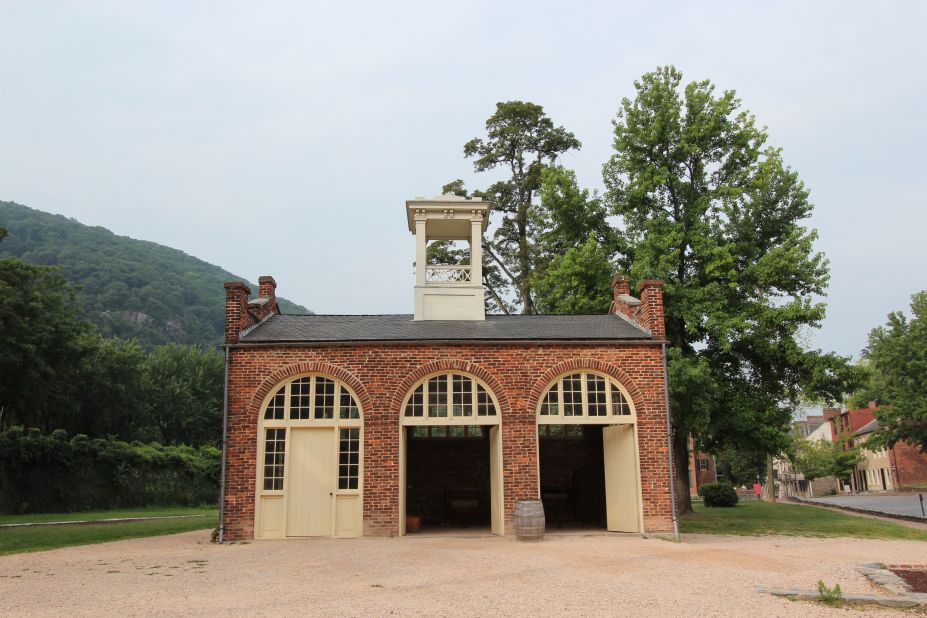 The trail passes the site of John Brown's 1859 abolitionist raid on the federal armory, and the fire house which served as his "fort," shown here. (Now West Virginia, it was part of Viriginia at the time of the raid.)  