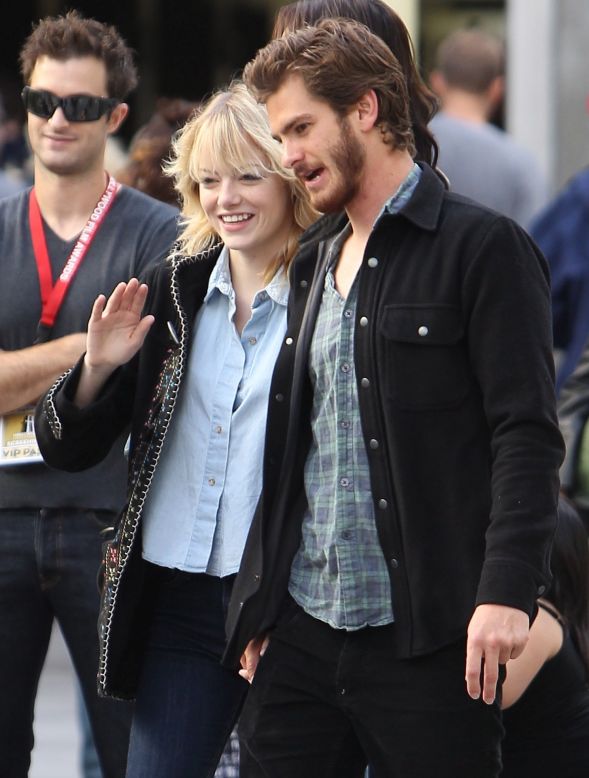 Emma Stone and Andrew Garfield were spotted at the Hollywood Film Festival on October 21. 