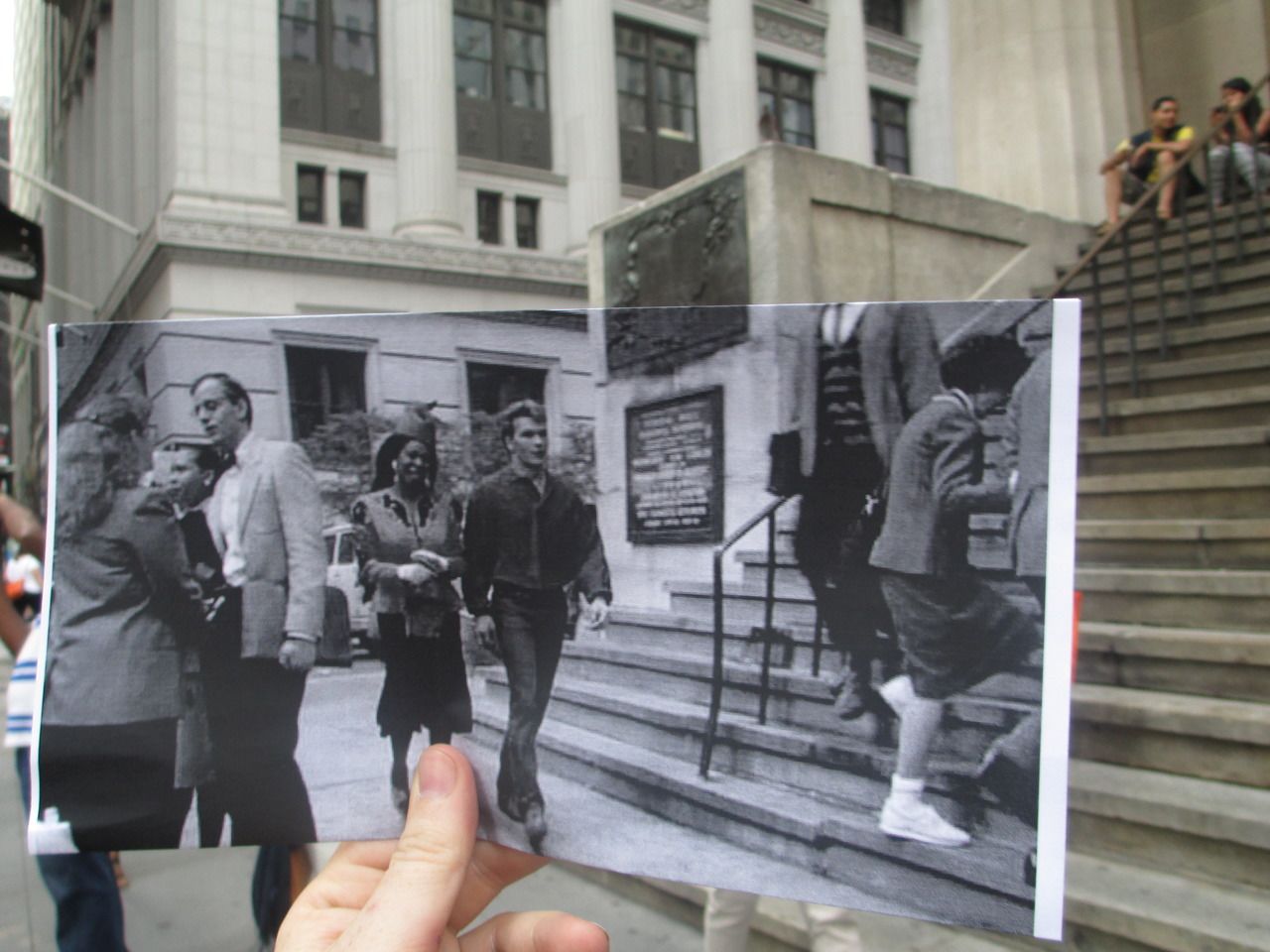In "Ghost," the recently deceased Sam Wheat (Patrick Swayze) and his psychic friend Oda Mae Brown (Whoopi Goldberg) make their way along Wall Street on the way to the bank. En route, they pass Federal Hall, a New York movie staple, which has appeared in "On the Town" and "The 10th Victim" and as the backdrop of the battle scene in "The Dark Knight Rises."