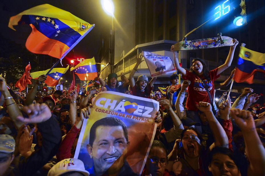 The two countries have had a contentious relationship for years, but in 2012 they have something in common -- a general election. Chavez recently won a third consecutive term as president of Venezuela. Here, supporters celebrate after receiving news of his victory in Caracas on October 7.