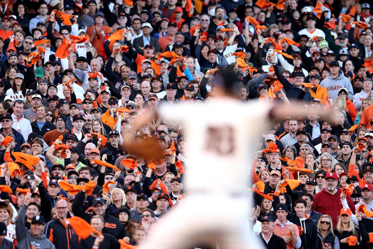 No. 18 Pitcher Matt Cain of the Giants pitches in the second inning.