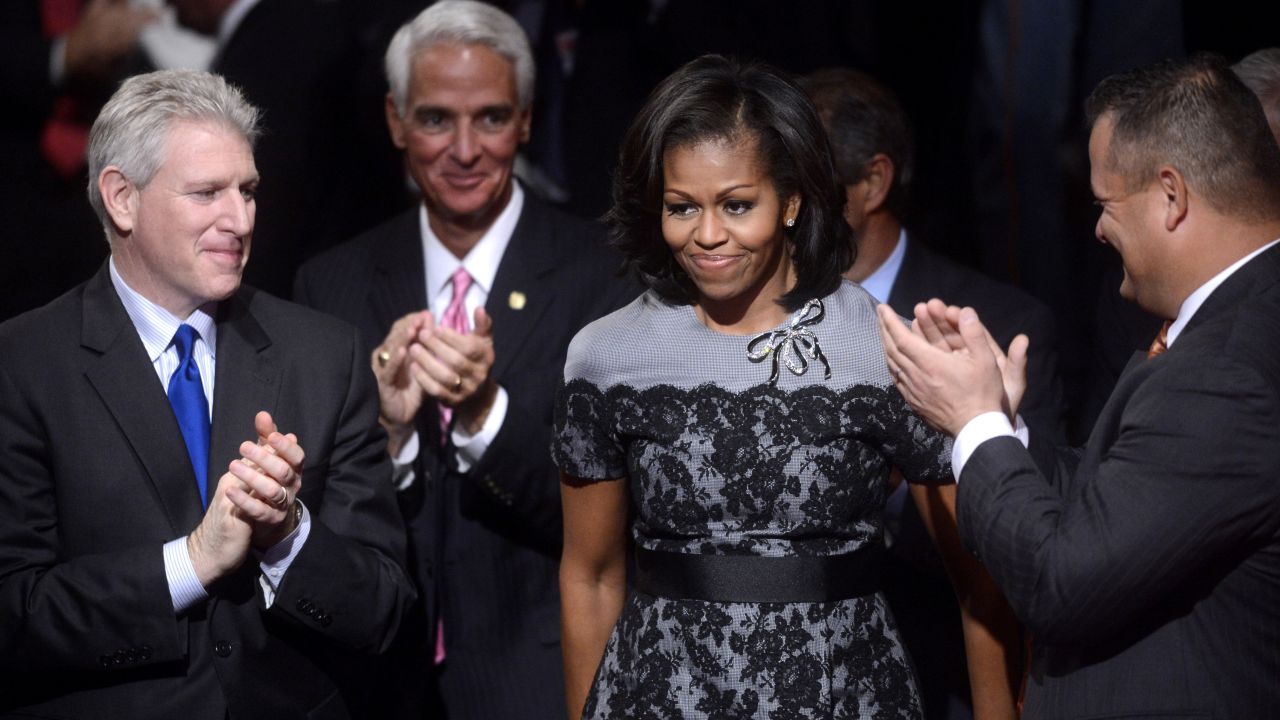 First lady Michelle Obama arrives for the debate.