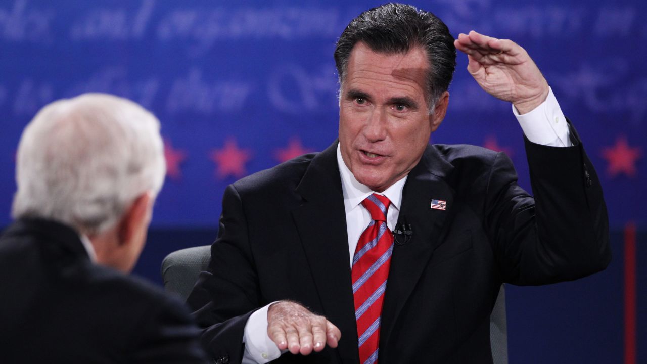 Romney gestures during the debate. The Republican nominee said Obama's foreign affairs policies have made the United States less respected and more vulnerable.