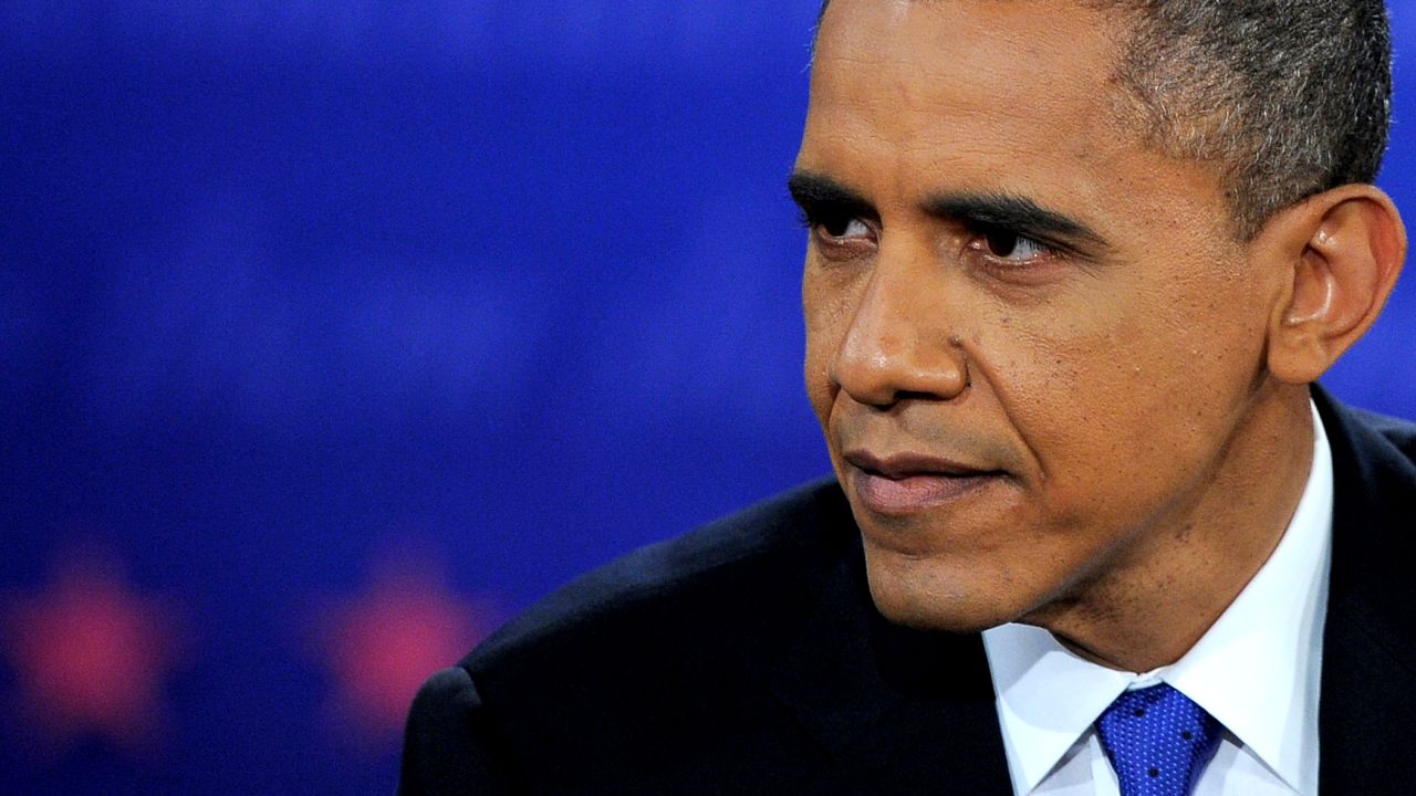 Obama listens during the final presidential debate.